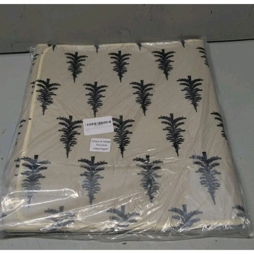 Kitchen Mat Set Of 2 Christmas Print Black Mat With White Trees 17x29, 17x47